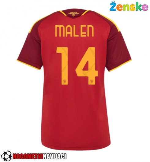 Ženske Nogometnih dresov AS Roma Donyell Malen #14 Domači 2026-27 Kratki rokavi Ženske Nogometnih dresov AS Roma Donyell Malen #14 Domači 2026-27 Kratki rokavi